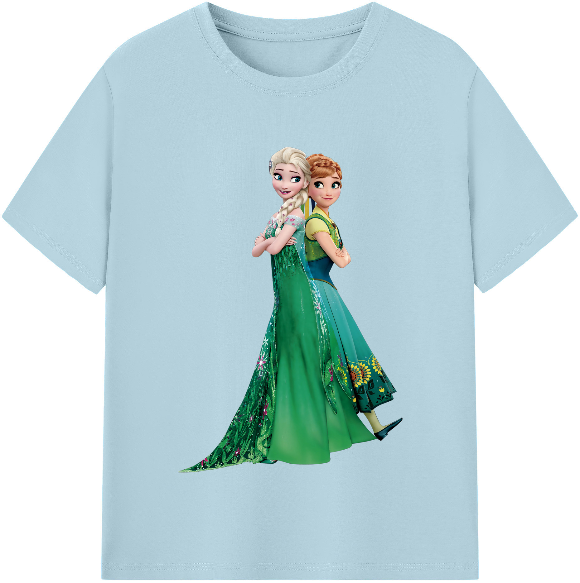 （画像用） アナと雪の女王 アンナ エルサ Frozen Anna Elsa 綿100％半袖Tシャツ（フロントプリント）
